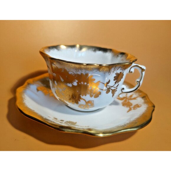 HAMMERSLEY & CO BONE CHINA  VINTAGE GOLD PAINTED CUP & SAUCER 1950-1960 - Picture 1 of 14